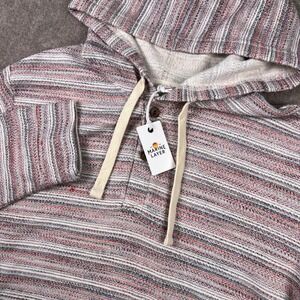 Marine Layer Moonstone Beach Hoodie Multi Stripe Pullover Top Women's Large